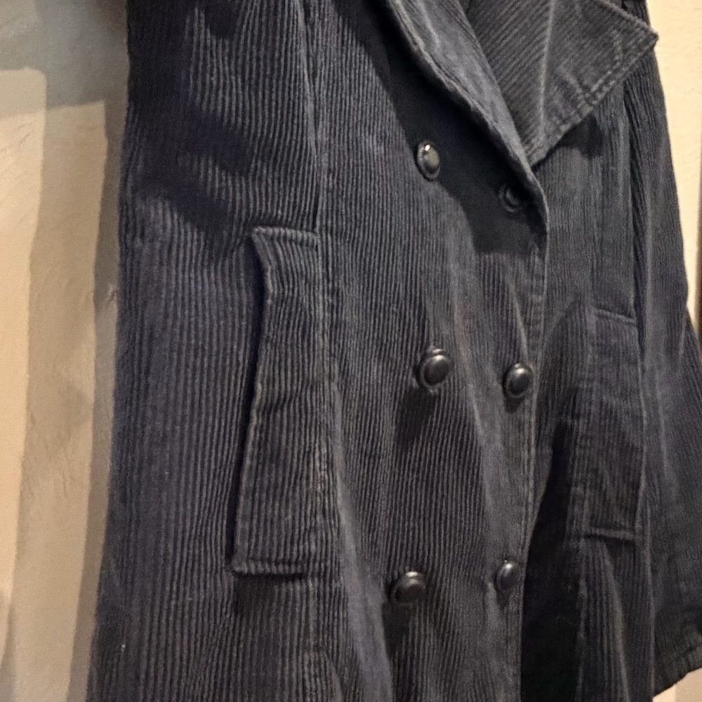 Y2K Women's Navy Corduroy coat vintage
90s - Picture 4 of 15